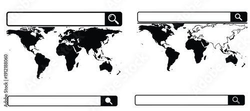 Vector world map silhouettes for global navigation and education