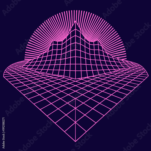 Distorted grid shapes isolated. Retrofuturistic warped mesh grid. Curved mesh abstract elements. Retro punk design element. Vector curve surface background.