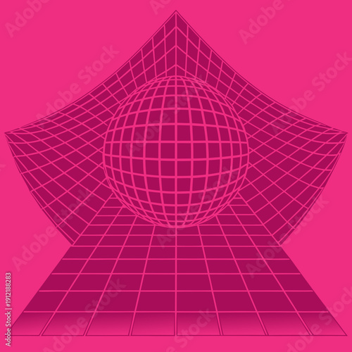 Distorted grid shapes isolated. Retrofuturistic warped mesh grid. Curved mesh abstract elements. Retro punk design element. Vector curve surface background.