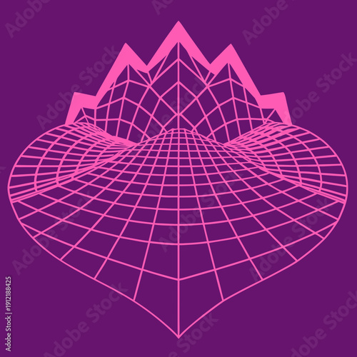 Distorted grid shapes isolated. Retrofuturistic warped mesh grid. Curved mesh abstract elements. Retro punk design element. Vector curve surface background.