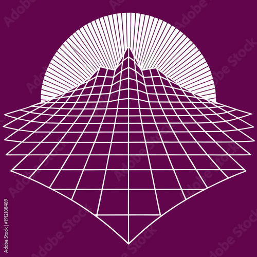 Distorted grid shapes isolated. Retrofuturistic warped mesh grid. Curved mesh abstract elements. Retro punk design element. Vector curve surface background.