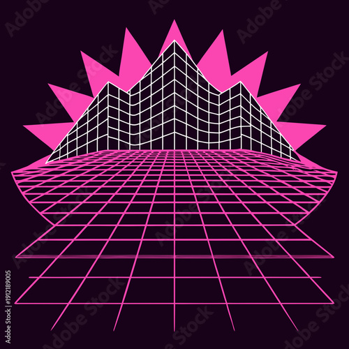 Distorted grid shapes isolated. Retrofuturistic warped mesh grid. Curved mesh abstract elements. Retro punk design element. Vector curve surface background.
