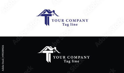 T letter elegant real estate logo, luxury property logo