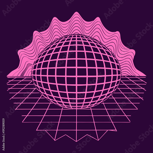 Distorted grid shapes isolated. Retrofuturistic warped mesh grid. Curved mesh abstract elements. Retro punk design element. Vector curve surface background.