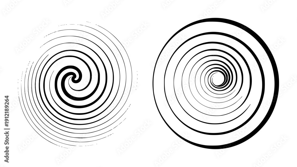 Fototapeta premium Black Swirl Spirals Abstract White Background
