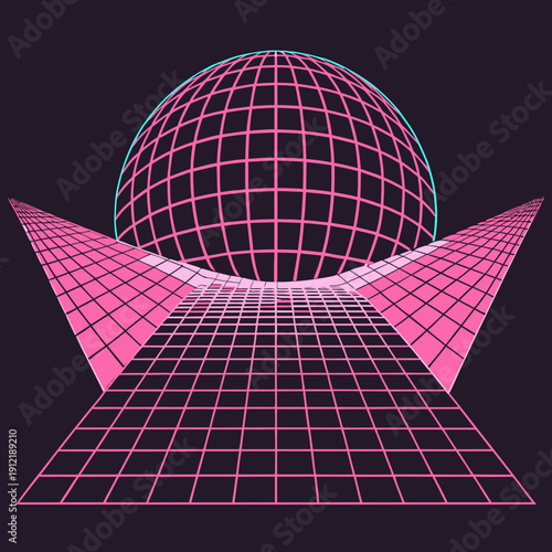 Distorted grid shapes isolated. Retrofuturistic warped mesh grid. Curved mesh abstract elements. Retro punk design element. Vector curve surface background.