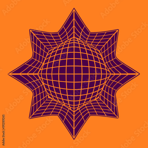 Distorted grid shapes isolated. Retrofuturistic warped mesh grid. Curved mesh abstract elements. Retro punk design element. Vector curve surface background.