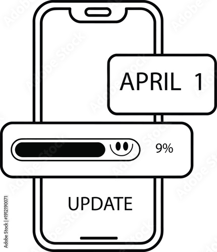 April Fools Fake Update Screen Line Icon