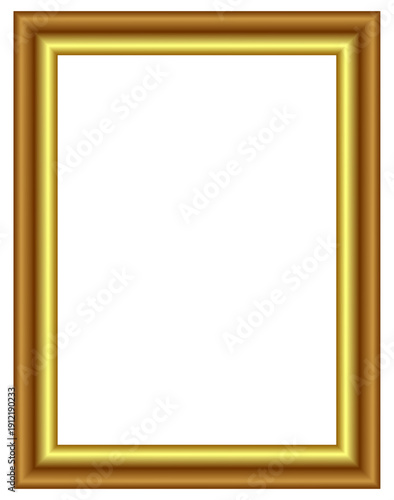 Luxury metallic gold rectangular frame, layered shiny border design, elegant decorative picture frame for certificates artwork and posters