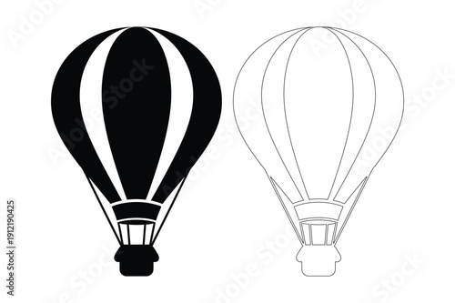 Hot Air Balloon Silhouette and Outline