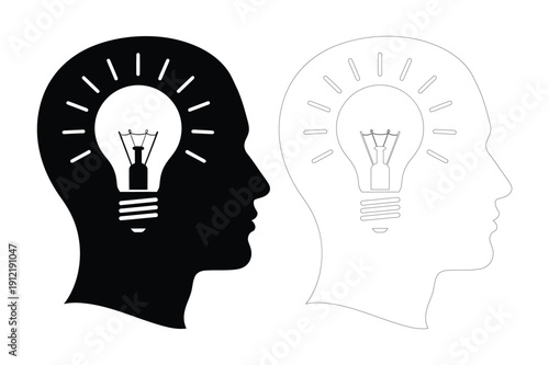 Head Silhouette with Lightbulb Inside