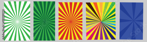 Sunburst vector background,This vector artwork presents a classic retro sunburst graphic composed of evenly spaced radial rays The composition uses vibrant yellow and red tones, creating a high-energy