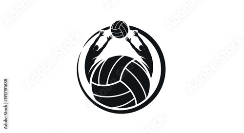 Volleyball Game Action Silhouette Logo Design.