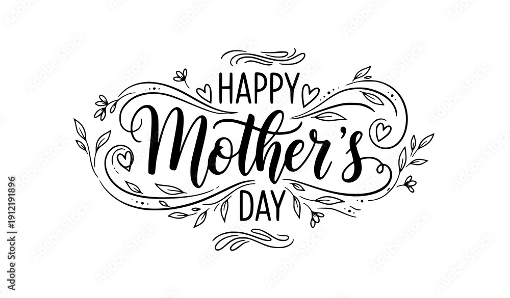 Obraz premium Handmade Happy Mother’s Day calligraphy vector illustration