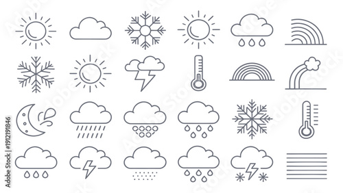 Weather Forecast Line Icons Set