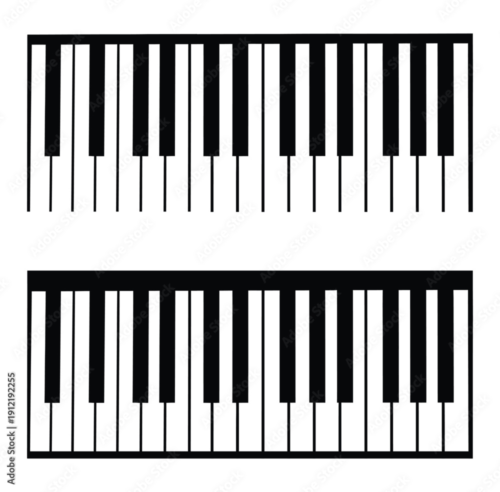 Fototapeta premium A vector illustration of a piano keyboard layout, featuring standard black and white keys.