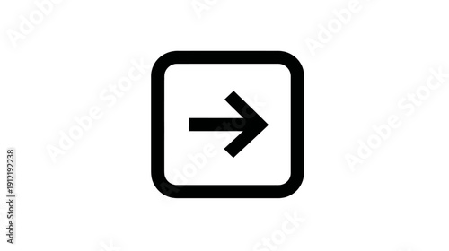 Black arrow pointing right inside a rounded square icon, symbol for next, forward, move, or navigation in a digital user interface design.