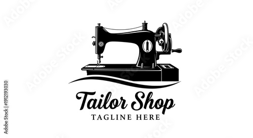 Sewing machine vintage logo for tailor shop