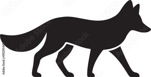 Black Fox Silhouette Icon Modern Wildlife Vector Graphic for Logo Design and Branding