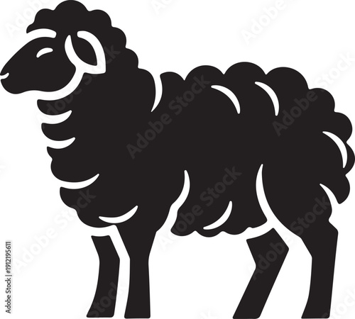 Sheep Silhouette Icon Fluffy Ewe Vector Graphic for Farm Branding Wool Products and Agriculture Logos
