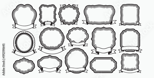 Vintage decorative frame collection with ribbon banners for elegant labels wedding invitations certificates and classic borders set against white background for creative graphic design projects