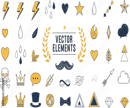 Vector elements collection with various illustrations