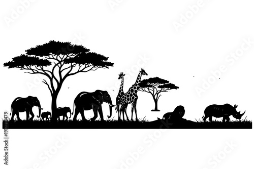 animals in africa,
Wildlife at Sunset Elephant, Lion & Giraffe Silhouettes