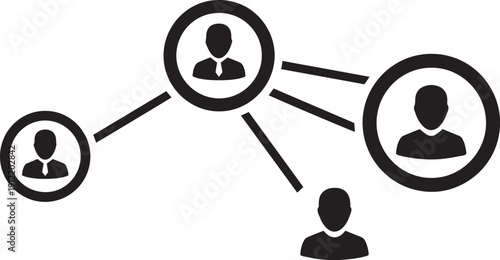 A visual representation of a network of interconnected individuals isolated on white background, 