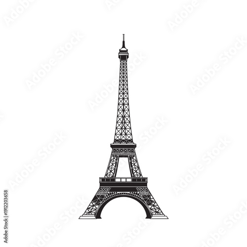 Iconic Eiffel Tower silhouette showcasing Parisian architecture and timeless engineering.