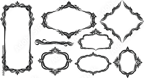 Ornate decorative frames and borders set in vintage gothic style for design elements vector illustration