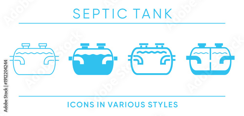 Septic Tank Icons Set in Multiple Graphic Styles
