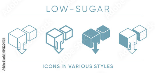 Low Sugar Icons Set in Multiple Graphic Styles