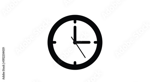 Simple black clock icon depicting approximately ten past the hour