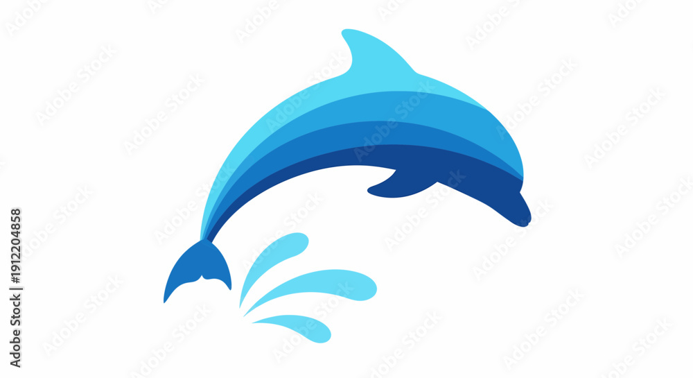Fototapeta premium A dolphin jumping out of the water, showcasing its sleek body and playful nature in a dynamic illustration