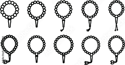 Set of vector pearl earrings in various styles on white background