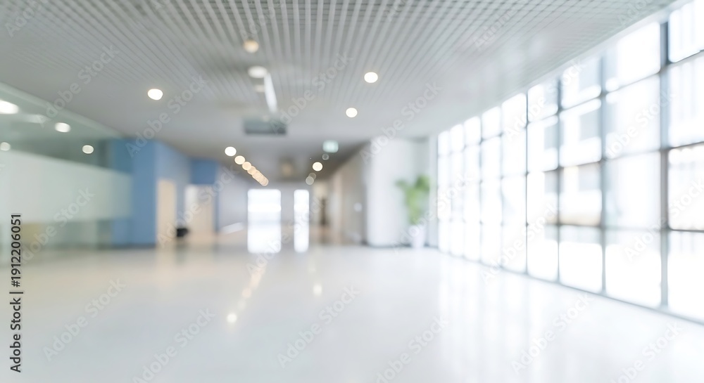 Obraz premium blurred image of empty office interior with large windows