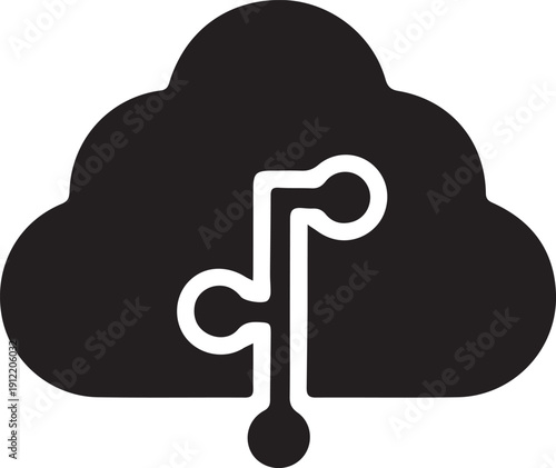 Cloud Computing Icon with Circuit Connection