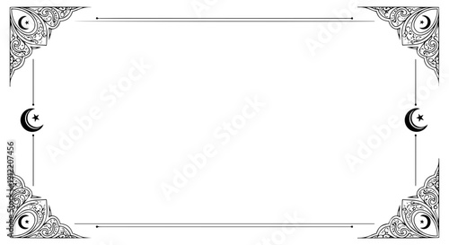 Elegant decorative border with intricate patterns and crescent moons