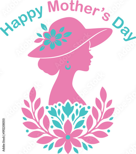 Happy Mothers Day Printable Floral Celebration Design Template Vector illustration