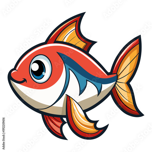 Cartoon goldfish illustration: vector drawing of a cute pet fish, perfect for kids and aquariums