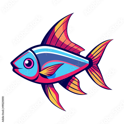 Colorful tropical fish illustration vector graphic design element for aquarium and ocean life theme art