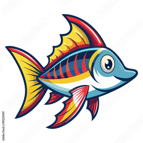 Cartoon fish vector illustration, colorful fish clip art, fish drawing for kids and adults alike