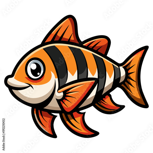 Cartoon fish vector illustration: orange striped fish graphic for aquarium pet shop and design projects