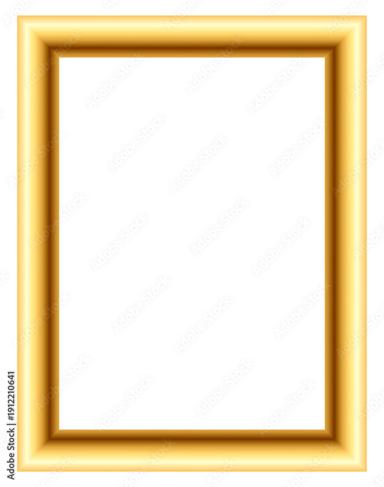 Obraz premium Golden rectangular picture frame border for luxury design, elegant photo placeholder frame, classic decorative gold outline