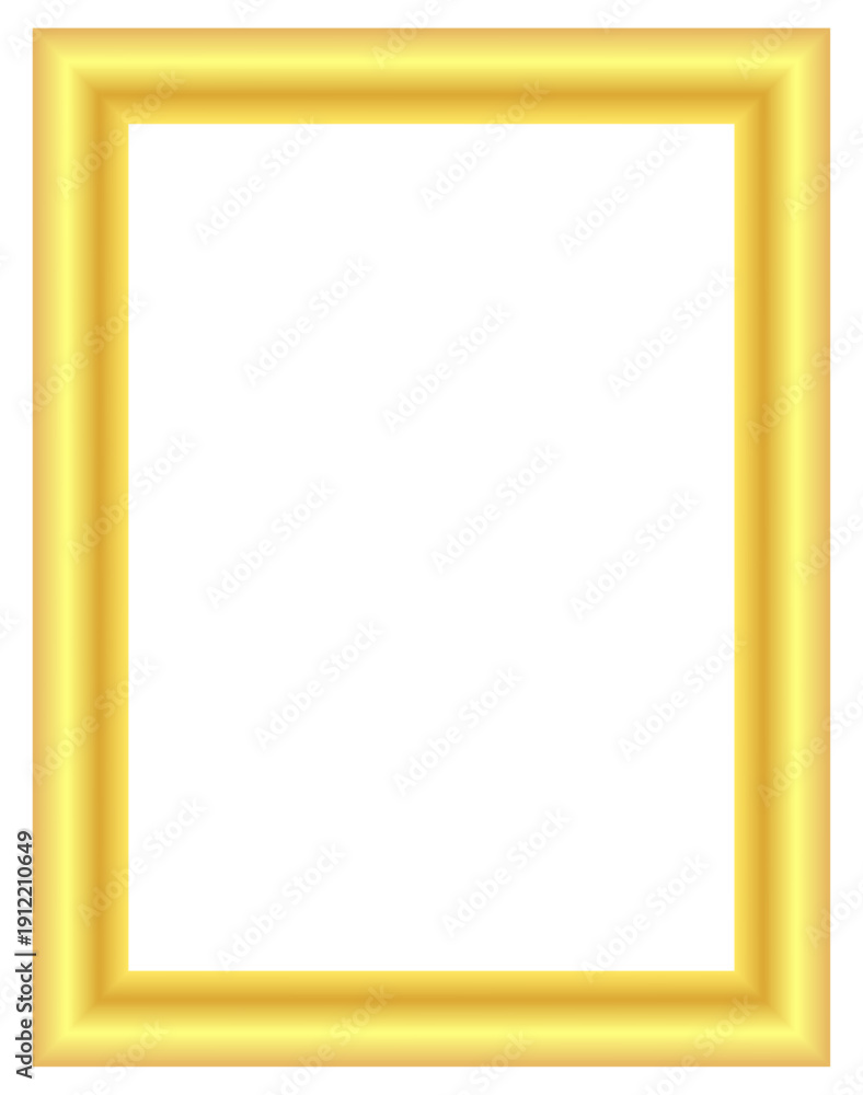 Obraz premium Soft golden rectangular frame border for elegant designs, glowing luxury photo placeholder, decorative outline frame