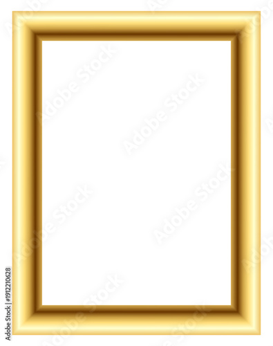 Golden rectangular picture frame border for luxury design, elegant photo placeholder frame, classic decorative gold outline