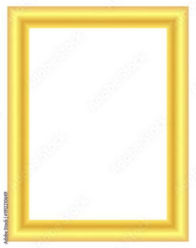 Soft golden rectangular frame border for elegant designs, glowing luxury photo placeholder, decorative outline frame