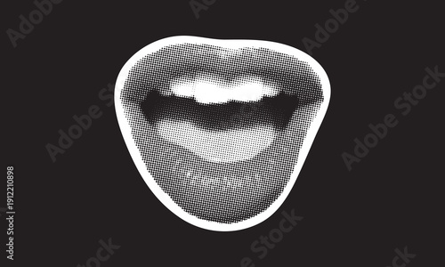 A grayscale illustration of a face with a white outline on a black background