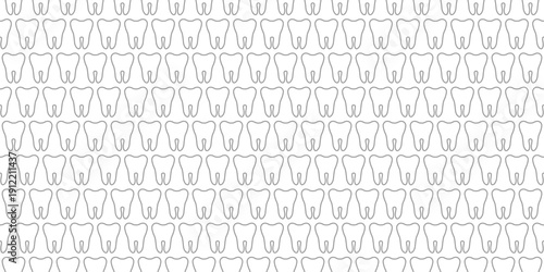 Cute seamless pattern background with outlined teeth for dental, oral care medicine design