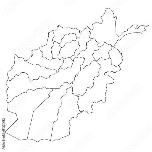 A map of afghanistan with outlined regions Vector